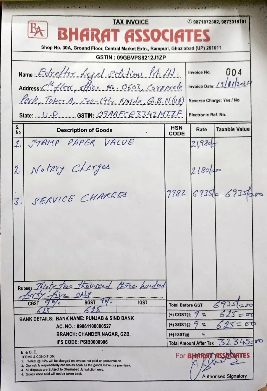 Handwritten Invoice Extraction